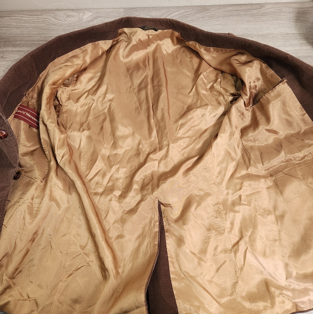 Vintage LEVI'S Menswear Brown Blazer Size L Corduroy Elbow Patch Front Pockets - Picture 8 of 11